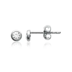 Maison de la Bijouterie Boucles D'Oreilles<Boucles d'oreille Puce mixte argent rhodié serti clos classique - Z5ZZ5Z03