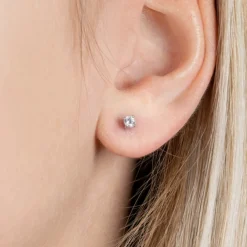 Maison de la Bijouterie Boucles D'Oreilles<Boucles d'oreilles mixte Oxyde de Zirconium argent rhodié - Z5055Z03