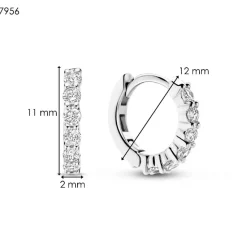 Ti Sento Boucles D'Oreilles<Boucles D'Oreilles - 7956ZI Rhodié Anneaux Et Pavage Argent