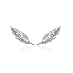 Maison de la Bijouterie Boucles D'Oreilles<Boucles oreilles puces fantaisie plume Argent Z5YVWZ0