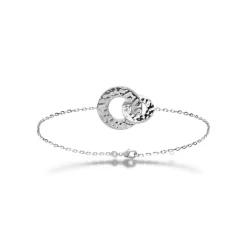 Maison de la Bijouterie Bracelets<Bracelet fantaisie double rond martelé Femme Argent WYZ63UZV