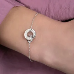 Maison de la Bijouterie Bracelets<Bracelet fantaisie double rond martelé Femme Argent WYZ63UZV