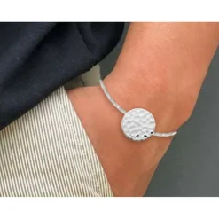 Maison de la Bijouterie Bracelets<Bracelet fantaisie rond martelé Femme Argent WYZ600ZV