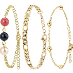 Angèle M Bijoux Bracelets<Bracelet Femme B2073+B2371-DORE+B2384-DORE - Angèle M