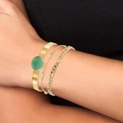 Angèle M Bijoux Bracelets<Bracelet Femme B2371-DORE+B2384-DORE+B2494-VERT