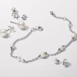 Pandora Bracelets<Bracelet femme en argent sterling avec perle et zircone Timeless