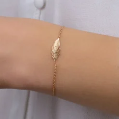 Maison de la Bijouterie Bracelets<Bracelet Femme fantaisie plume plaqué or UYZ353ZV