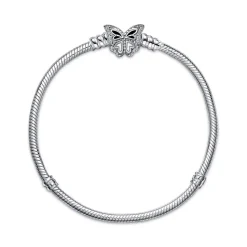 Pandora Bracelets<Bracelet Femme Moments maille serpent & fermoir papillon - Argent