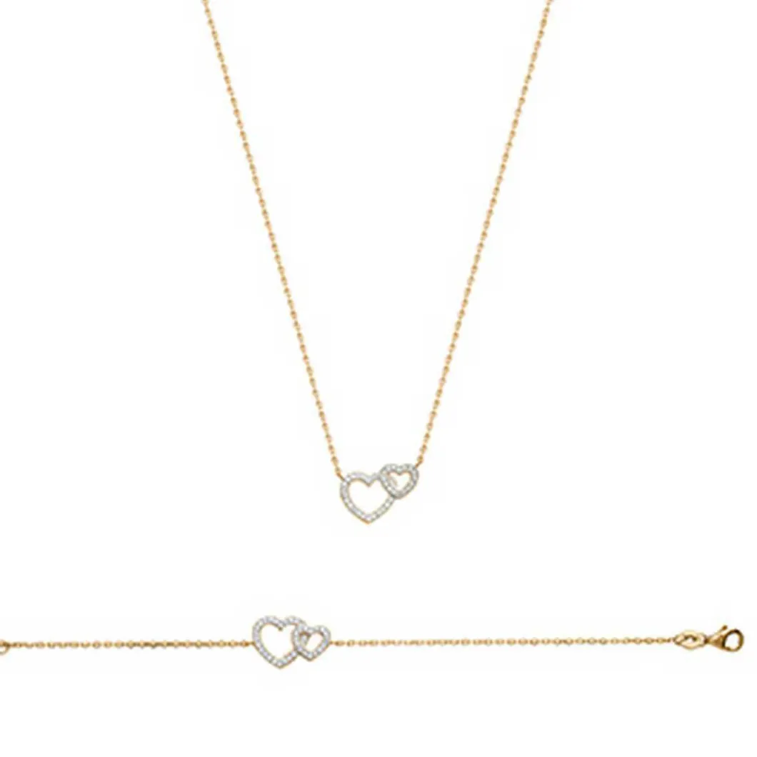 Maison de la Bijouterie Bracelets<Bracelet Femme plaqué or double coeurs UWZ6V6ZV