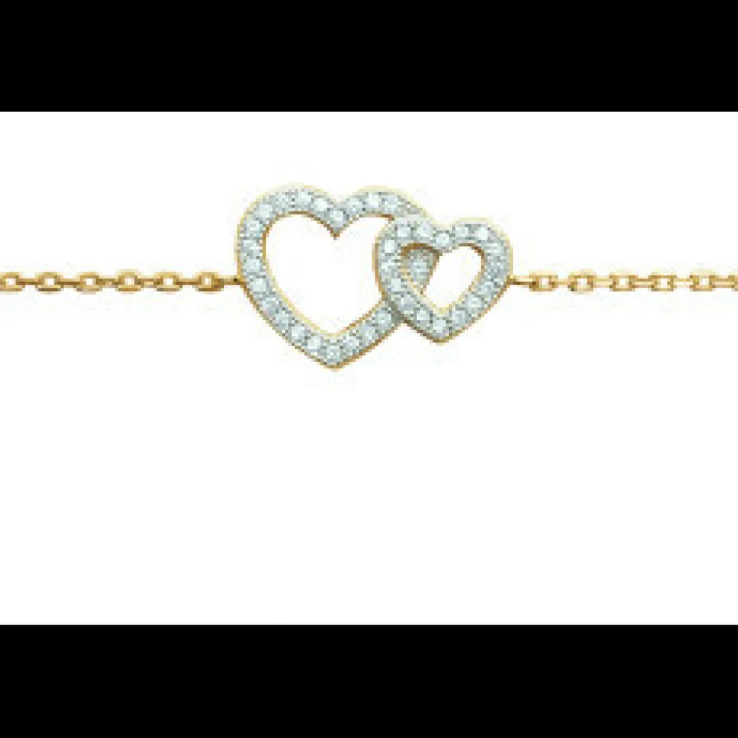 Maison de la Bijouterie Bracelets<Bracelet Femme plaqué or double coeurs UWZ6V6ZV
