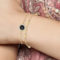 So Charm Bijoux Bracelets<Bracelet Femme So Charm - B2125-NOIR+B2371-DORE - Bracelet Mode Doré