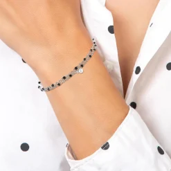 So Charm Bijoux Bracelets<Bracelet Femme So Charm - BD2172-ARGENT-NOIR-DIAMANT - Bracelet Mode Argenté