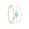 So Charm Bijoux Bracelets<Bracelet Femme So Charm - B2369-DORE+B2492-TURQUOISE - Bracelet Mode Doré