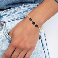 So Charm Bijoux Bracelets<Bracelet Femme So Charm - B4173- - Bracelet Mode Doré Noir