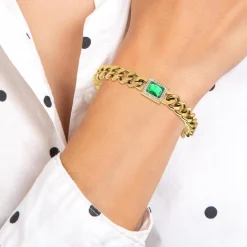 So Charm Bijoux Bracelets<Bracelet Femme So Charm - B3216-DORE-VERT - Bracelet Mode Doré