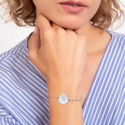 So Charm Bijoux Bracelets<Bracelet Femme So Charm - BD2281-ARGENT-N-DIAMANT - Bracelet Initial Argenté