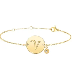 So Charm Bijoux Bracelets<Bracelet Femme So Charm - BD2281-DORE-V-DIAMANT - Bracelet Initial Doré