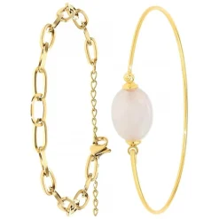 So Charm Bijoux Bracelets<Bracelet Femme So Charm - B2369-DORE+B2492-ROSE - Bracelet Mode Doré