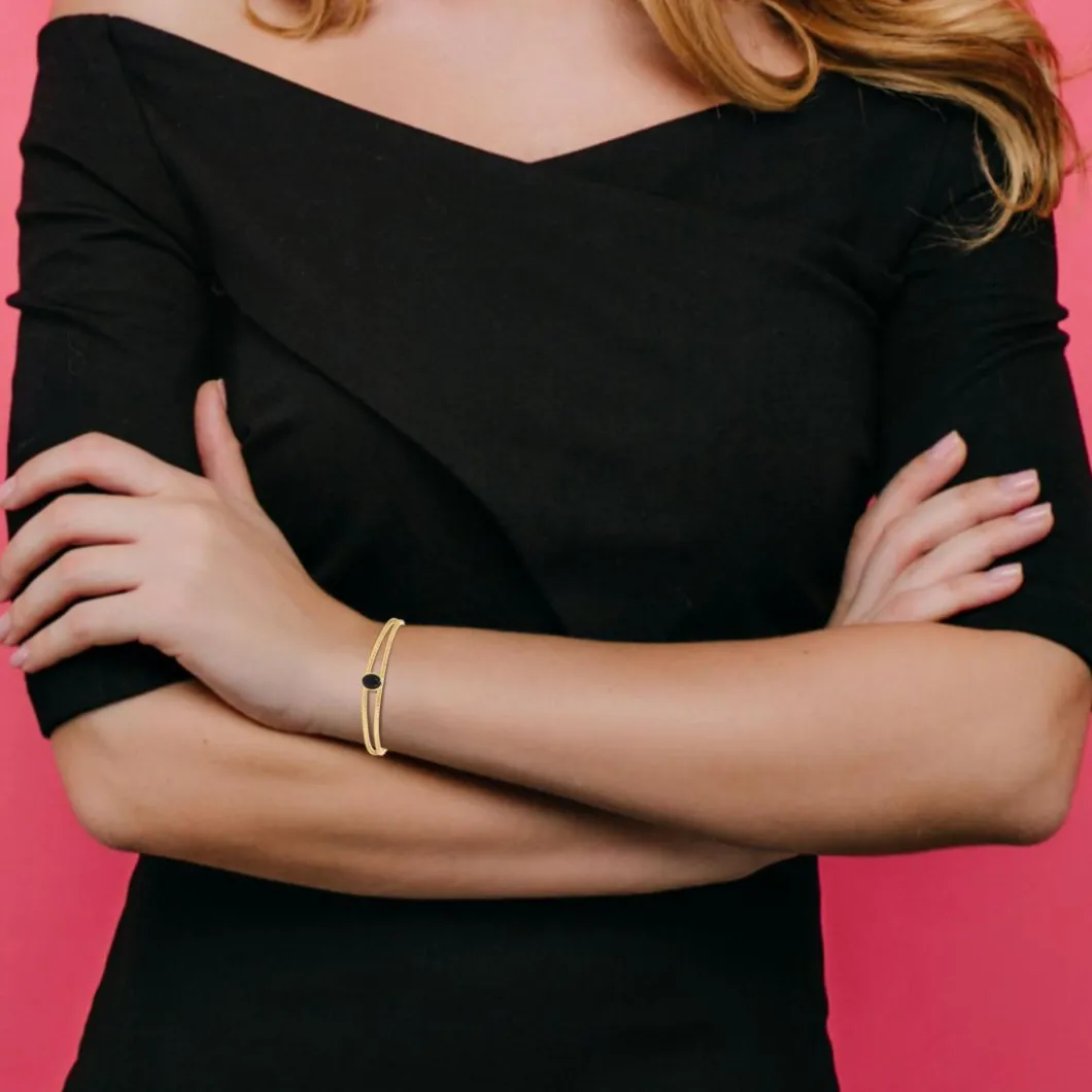 So Charm Bijoux Bracelets<Bracelet Femme So Charm - B4237-BLACKONYX - Bracelet Mode Doré Noir