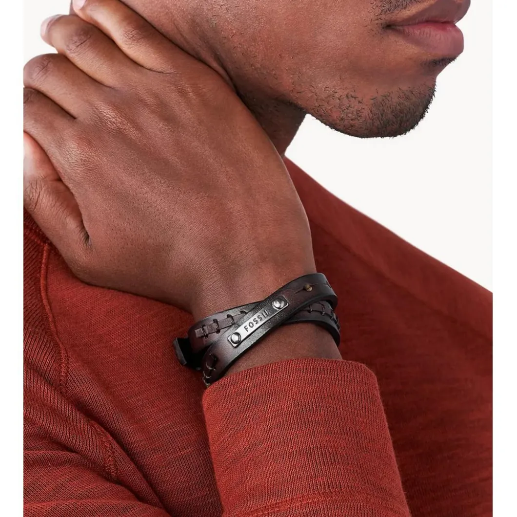Fossil Bijoux Bracelet<Bracelet JF87354040 - Bracelet Cuir Marron Mode Homme