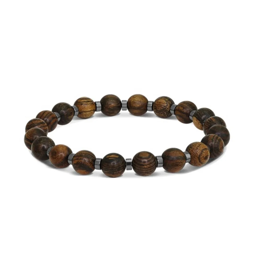 Rochet Bracelet<Bracelet Homme Bracelet MYSTÈRES Perles 8mm Bois et 4 mm Hématite brillante