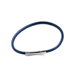 Maison de la Bijouterie Bracelet<Bracelet Homme acier cuir tressé bleu 3ZY0UWZU