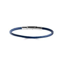 Maison de la Bijouterie Bracelet<Bracelet Homme acier cuir tressé bleu 3ZY0UWZU