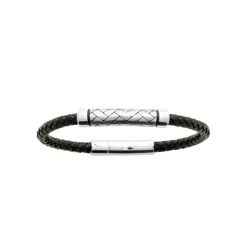 Maison de la Bijouterie Bracelet<Bracelet Homme acier cuir tressé noir 3ZYZ30YZ