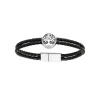 Maison de la Bijouterie Bracelet<Bracelet Homme acier double cuir tressé noir 3ZYZZVZV