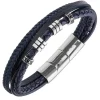 All Blacks Bijoux Bracelet<Bracelet Homme - 682409 Acier, Cuir Couleur Argent, Bleu