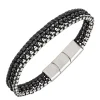 All Blacks Bijoux Bracelet<Bracelet Homme - 682396 Acier, Cuir Couleur Noir, Argent