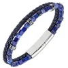 All Blacks Bijoux Bracelet<Bracelet Homme - 682352 Acier, Cuir Couleur Argent, Bleu