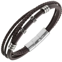 All Blacks Bijoux Bracelet<Bracelet Homme - 682408 Acier, Cuir Couleur Marron