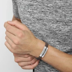Boss Bijoux Bracelet<Bracelet Homme Luke - 1580496M Cuir, Acier Marron