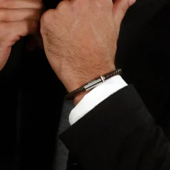 Boss Bijoux Bracelet<Bracelet Homme Ares Single - 1580623 Cuir, Acier Argent