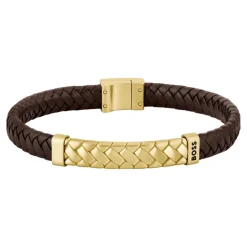 Boss Bijoux Bracelet<Bracelet Homme Tailored - 1580675M Acier, Cuir Marron, Doré