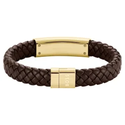 Boss Bijoux Bracelet<Bracelet Homme Lander - 1580746M Acier, Cuir Marron, Doré