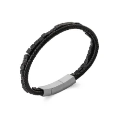 Maison de la Bijouterie Bracelet<Bracelet Homme cuir pierre de lave fantaisie 3ZY0U3YZ