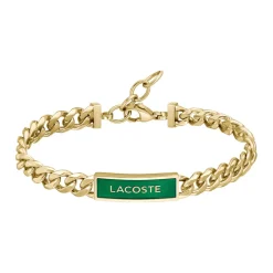 Lacoste Bracelet<Bracelet Homme Fence - 2040323 Acier Doré, Vert Ajustable Circonference Interieure 190 Mm