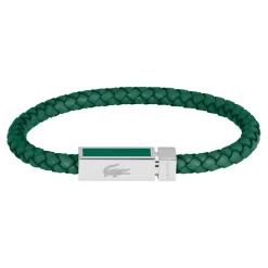 Lacoste Bracelet<Bracelet Homme Rokel - 2040449 Acier, Cuir Noir, Vert