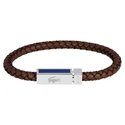 Lacoste Bracelet<Bracelet Homme Rokel - 2040450 Acier, Cuir Marron, Bleu