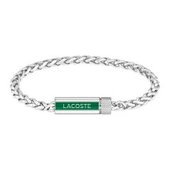 Lacoste Bracelet<Bracelet Homme Spelt - 2040337 Acier Argent, Vert Ajustable Circonference Interieure 190 Mm