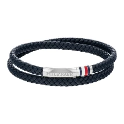 Tommy Hilfiger Bijoux Bracelet<Bracelet Homme Tommy Hilfiger Double - 2790549 Acier, Cuir Argent, Bleu