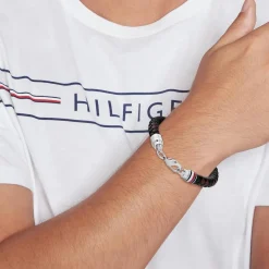 Tommy Hilfiger Bijoux Bracelet<Bracelet Homme Tommy Hilfiger Tyson - 2790632 Acier, Cuir Argent, Noir