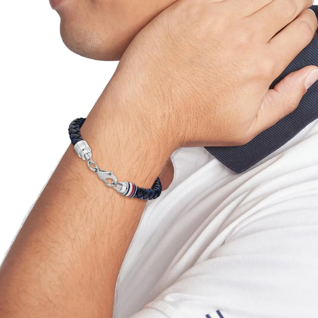 Tommy Hilfiger Bijoux Bracelet<Bracelet Homme Tommy Hilfiger Tyson - 2790634 Acier, Cuir Argent, Bleu