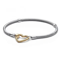 Pandora Bracelets<Bracelet Maille Serpent avec Fermoir Cœur en Métal doré à l'or rose fin 585/1000 Moments