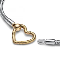 Pandora Bracelets<Bracelet Maille Serpent avec Fermoir Cœur en Métal doré à l'or rose fin 585/1000 Moments