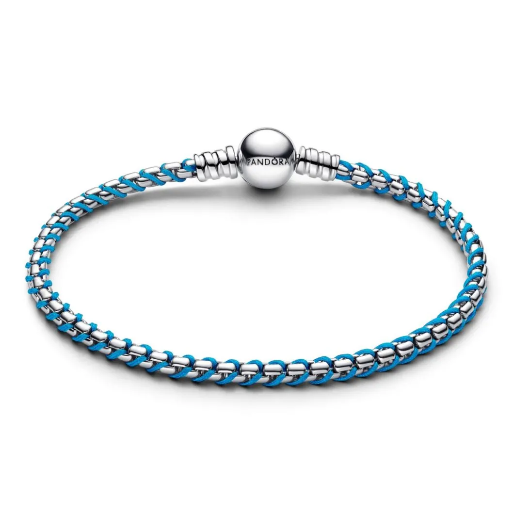 Pandora Bracelets<Bracelet Maille Serpent Cordon Bleu 593816C01