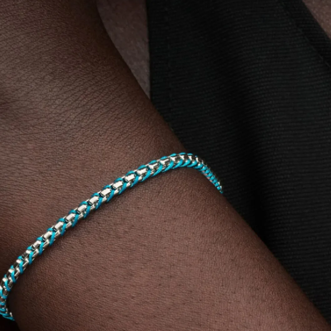 Pandora Bracelets<Bracelet Maille Serpent Cordon Bleu 593816C01