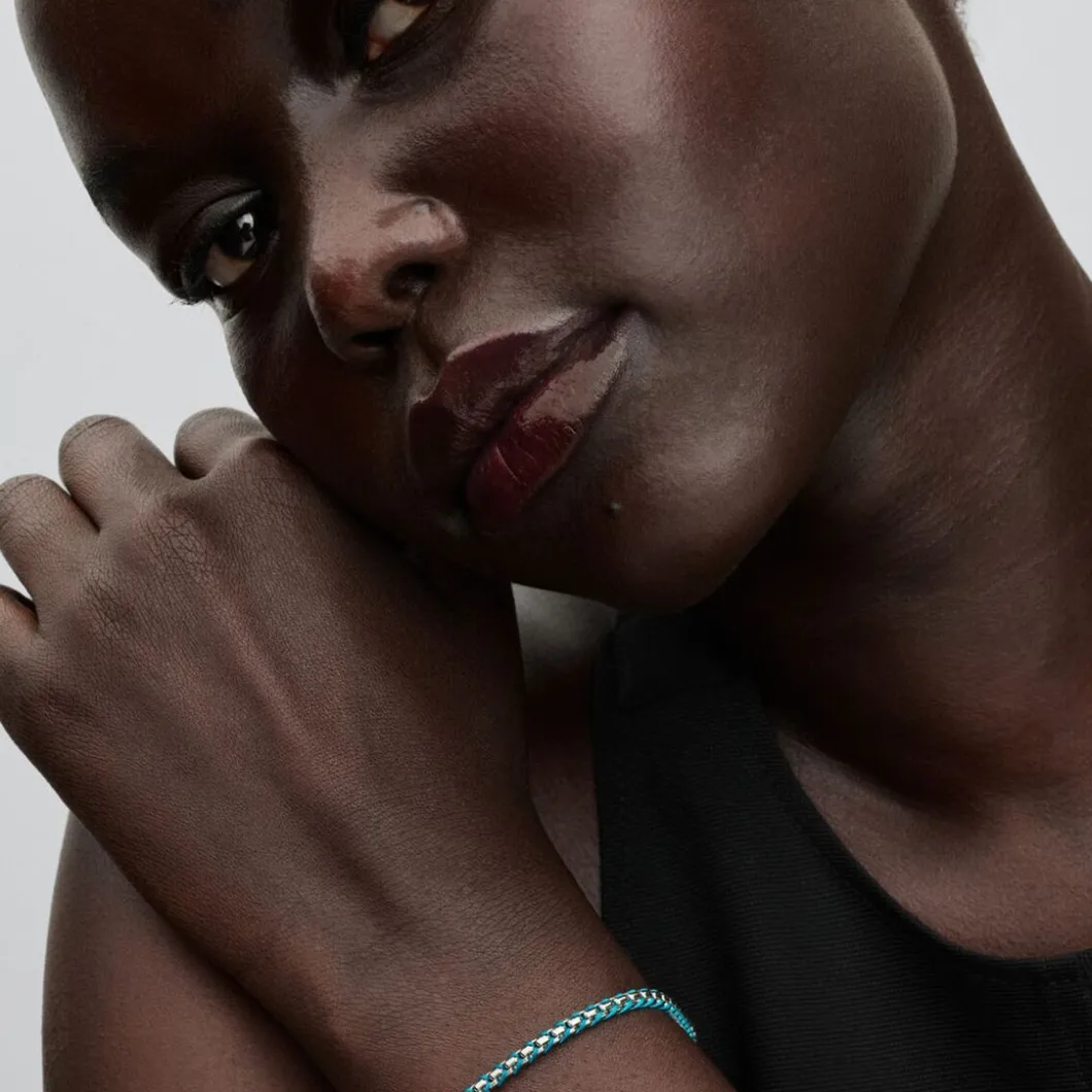 Pandora Bracelets<Bracelet Maille Serpent Cordon Bleu 593816C01